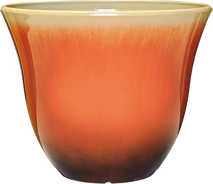 Classic Home and Garden Honeysuckle Resin Flower Pot Planter, Tequila Sunrise, 15"