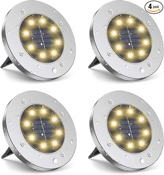 ZGWJ Solar Ground Lights, 4-Pack Waterproof Upgraded Landscape Lights for Outdoor Use, Warm White