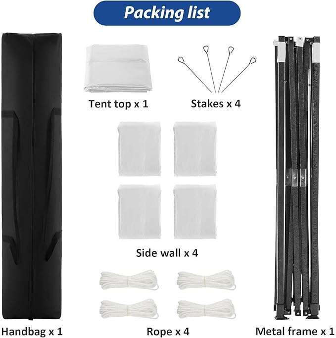 COBIZI 10x10 Heavy Duty Pop up Canopy Tent with 4 Removable Sidewalls, Ez Pop up Canopy with Portable Bag, Commercial Gazebo Waterproof Sunshade for All Weather Party Camp Stall Patio