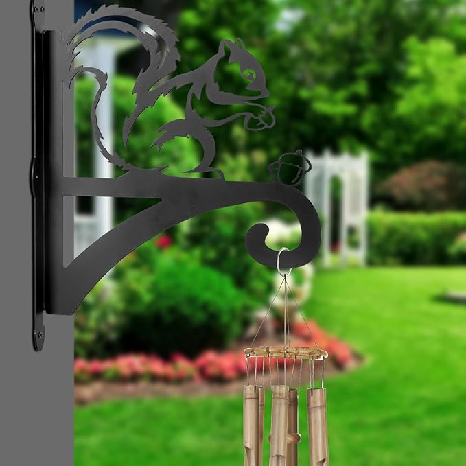 ATKKE Hanging Plant Bracket Hangers Indoor Iron Wall Mount,11” Squirrel Silhouette Ornamental Iron Hangers Hookers for Flower Pot Lantern Bird Feeder Wind Chimes