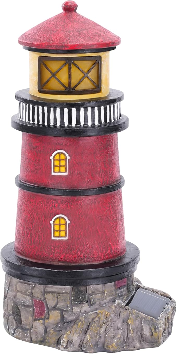Solar Powered Lighthouse,Village Christmas Decor,Christmas Village Building Waterproof Statue Lighthouse Lamp for Yard Lawn Patio Gifts