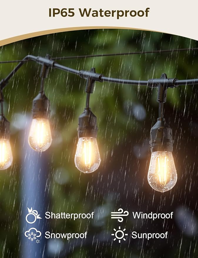XMCOSY+ Outdoor String Lights, Smart Patio Lights 72.5Ft, APP WiFi Control, Compatible with Alexa, Waterproof Dimmable Edison Outdoor Lights for Patio Outside