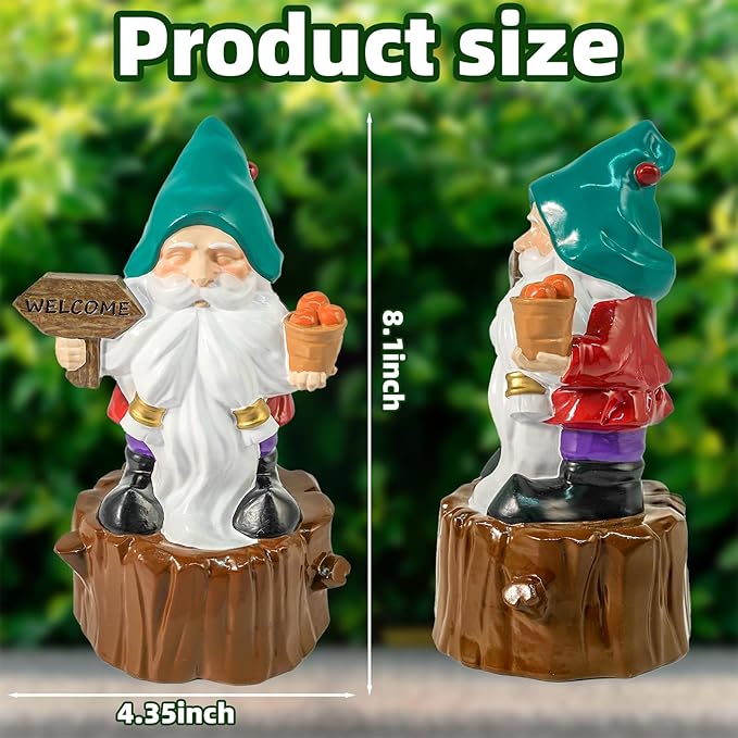 Bbiamsleep 8 Inch Garden Gnome Statue Resin Gnome Figurine with Welcome Sign Outdoor Garden Gnome with Tree Stump Gnome Lawn Statue for Indoor Outdoor Home Patio Yard Lawn Fairy Garden Decor