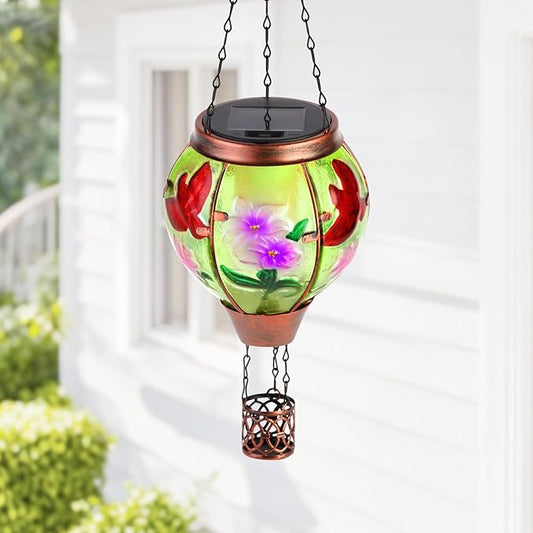Cardinal Solar Hot Air Balloon Lantern,Outdoor Decor with Flame Lights Waterproof, Hanging for Garden Yard Lawn Patio, Unique Gifts for Women Mom Grandma Gardener for Mother'Day Christmas