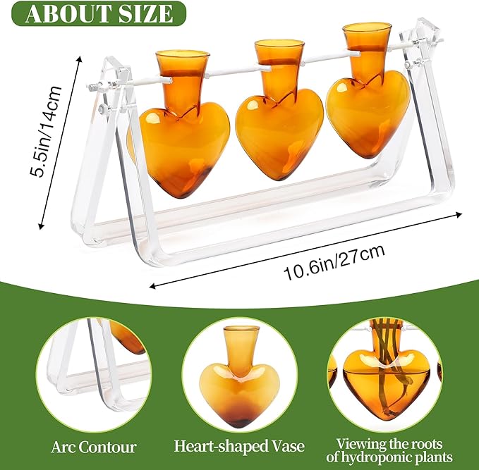 Plant Terrarium Propagation Stations with Wooden Stand Birthday Gifts for Women Plant Stand Indoor Office Home Decor