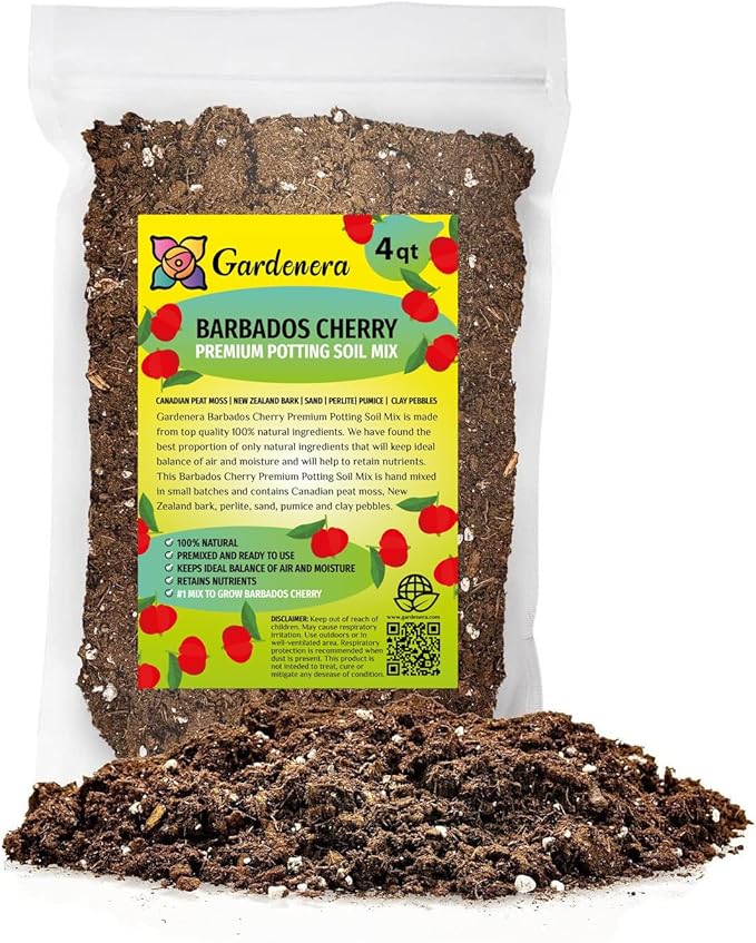 Barbados Cherry Potting Mix - Promote Strong Roots and Abundant Yields with Our Premium Blend - 4 Quart