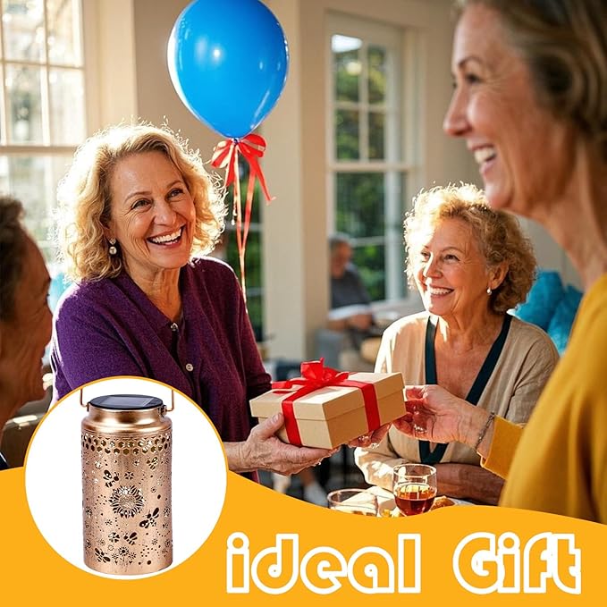 4 Pack Bee Solar Lanterns Outdoor Waterproof, Metal Hanging Lights Decorations for Garden Yard Lawn Patio, Bee Gifts for Women Mom Grandma Aunt Mother in Law Christmas