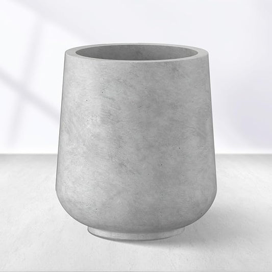 Kante 15.3" Dia Round Concrete Planter, Outdoor Indoor Large Plant Pots Containers with Drainage Hole and Rubber Plug for Home Garden Patio, Gray Concrete