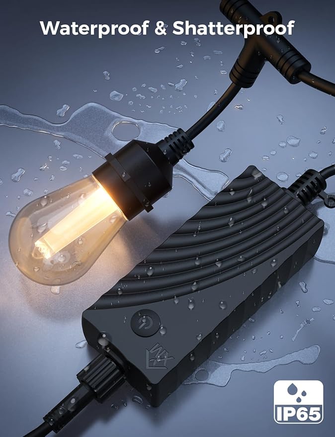 XMCOSY+ Smart Outdoor String Lights, 72.5Ft Patio Lights Waterproof, App Control, Compatible with Alexa, RGBCWIC Color Changing LED String Light for Outside