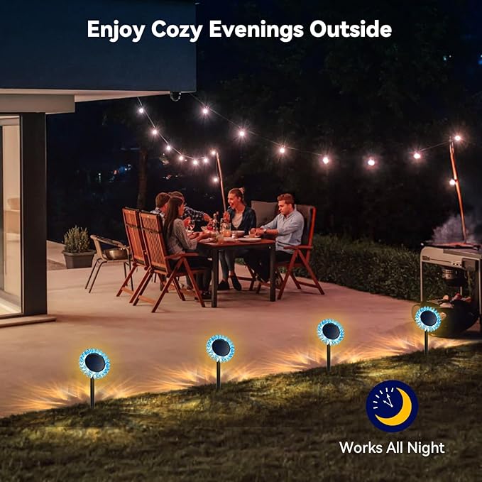 Outdoor Solar Lights, 2 Pack Led Solar Sunflower Lights, Stake/Wall 2-in-1 Waterproof Solar Garden Lights for Yard, Landscape, Fence, Patio, Driveway, Pathway, Backyard Decoration (Warm White)