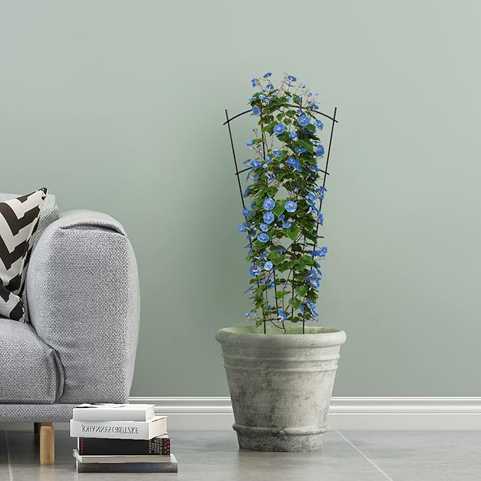 4 Pack 23'' Indoor Plant Trellis for Potted Plants Climbing, Outdoor Metal Garden Trellis Houseplants Flowers Vine Ivy,Fan Shape, Black