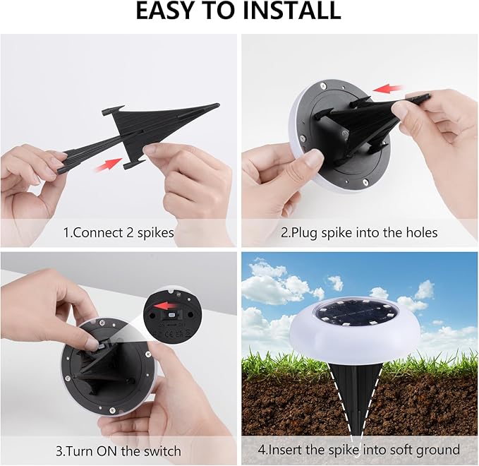 Flumy Solar Ground Lights, 8 Pack 16 LED Solar Lights Outdoor Waterproof, Solar Garden Lights for Outside Patio Pathway Yard Lawn Driveway Pathway Walkway, Outdoor Christmas Decorations(Cool White)