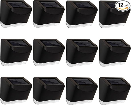 MAGGIFT 12 Pack Solar Deck Lights, Outdoor Solar Powered Fence Step Lights, Deck Lights Waterproof Outside Night Lights Decor for Steps Stairs Walkway Garden Fences Wall, Warm White