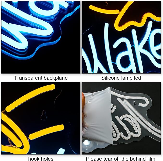WLHOPE Wake in Bake Neon Signs Yellow Blue LED Neon Signs for Wall Decor, USB Fried Eggs Neon Light Letter Bakeing Neon Sign for Bedroom Home Kitchen Cake Baking Shops Cafes Birthday Party