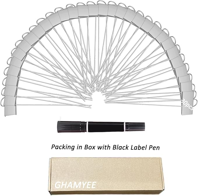 30pcs Plant Labels for Outdoor Garden Waterproof Plant Markers for Outdoor Plants, 11inch Metal Garden Plant Tags and Labels for Herbs Vegetable Seedlings Greenhouse（Silver）