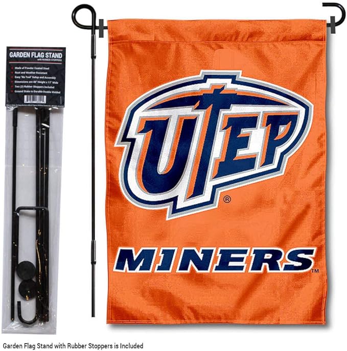 College Flags & Banners Co. Texas El Paso Miners Garden Flag with Stand Holder