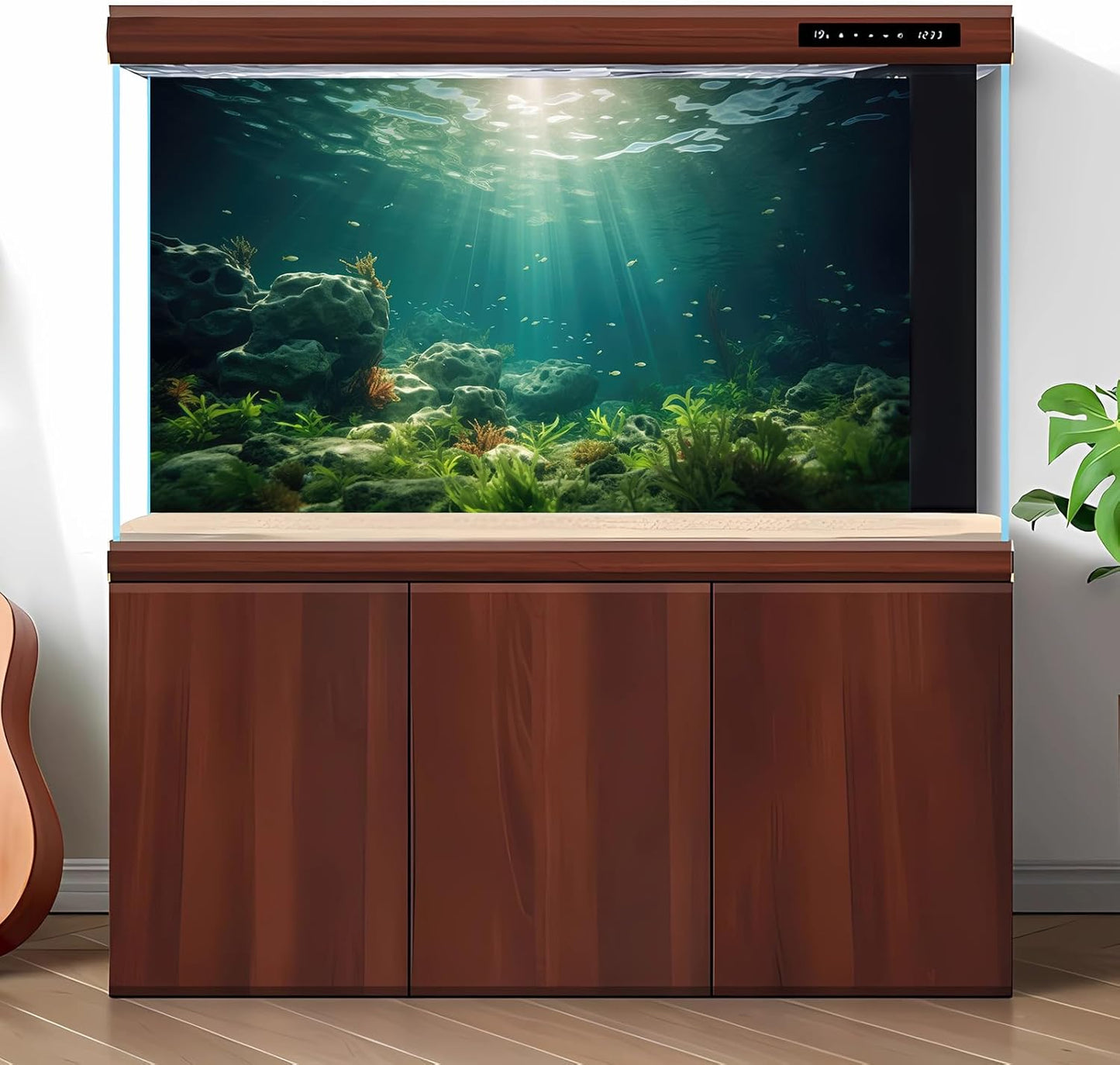 Under The Sea Aquarium Background Deep Sea Aquatic Plants Fish Tank Background Underwater Rock Sunray Terrarium Backgrounds Tropical Fish Deep Ocean Floor Fish Tank Backgrounds 30x12in