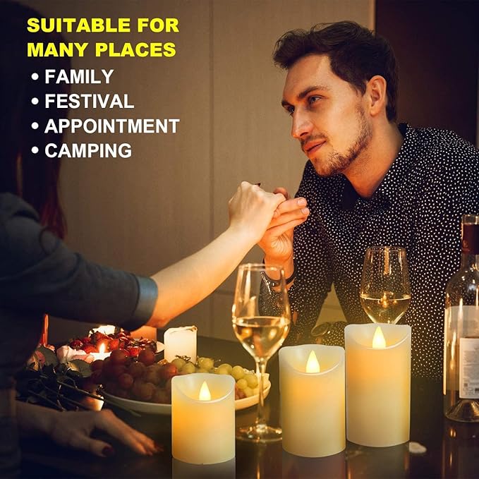 Tappovaly Flameless Flickering Battery Operated Candles 3pack Real Wax Pillar LED Candles with 10-Key Remote Control and 24 Hours Timer for Wedding, Party, Home Decoration (Ivory)