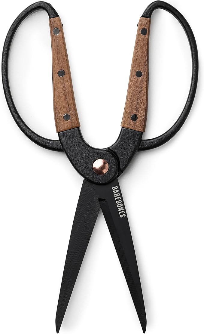 Barebones Garden Scissors - Walnut Scissors - Garden Supplies and Indoor Plant Accessories - Plant Shears with Wide Handles - Comfortable Fit Hand Pruners (Large)