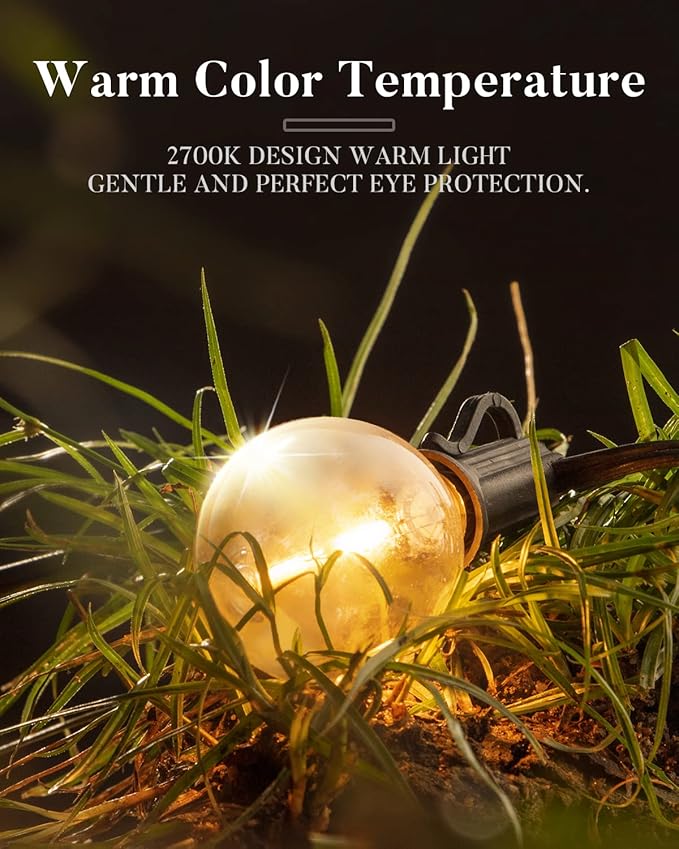 Lightdot 200FT Outdoor String Lights, LED Bistro String Lights with Shatterproof G40 Vintage Bulbs, 2200K Dimmable, Waterproof Hanging Lights for Porch, Deck, Garden, Backyard, Balcony - ETL Listed