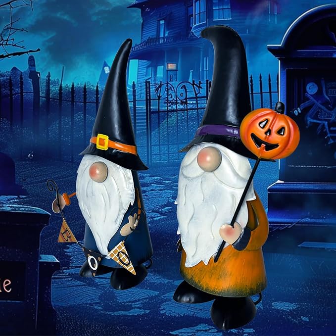 HONGLAND Cute Gnomes Decorations -14 Inch Fall Metal Gnomes Thanksgiving Day Decor - Elf Dwarf Gnomes Figurines - Gnome Decorations for Indoor Outdoor Home Decor