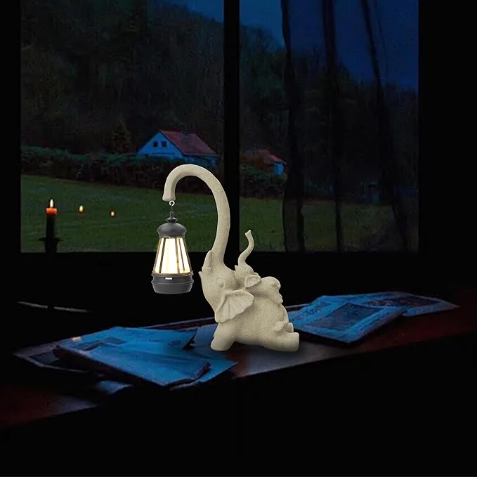 Solar Garden Statue 10 Inch Elephant Decor for Outside Yard Decoration Outdoor Unique Housewarming Gardening Birthday Gifts for Women Grandma