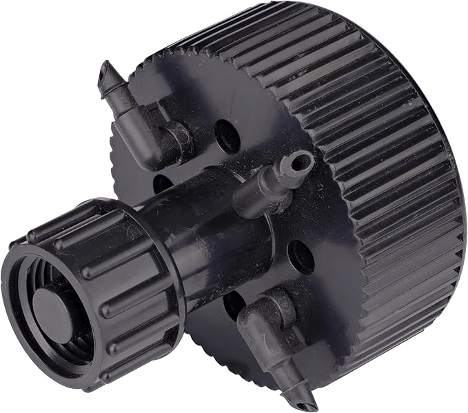 Raindrip 13400UB Hydro-Port Adjustable Four Bubbler, up to 30 GPH Per Outlet, Black-Blue