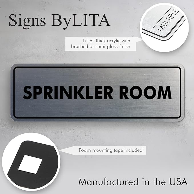 Signs ByLITA Standard Sprinkler Room Sign (Black) - Medium