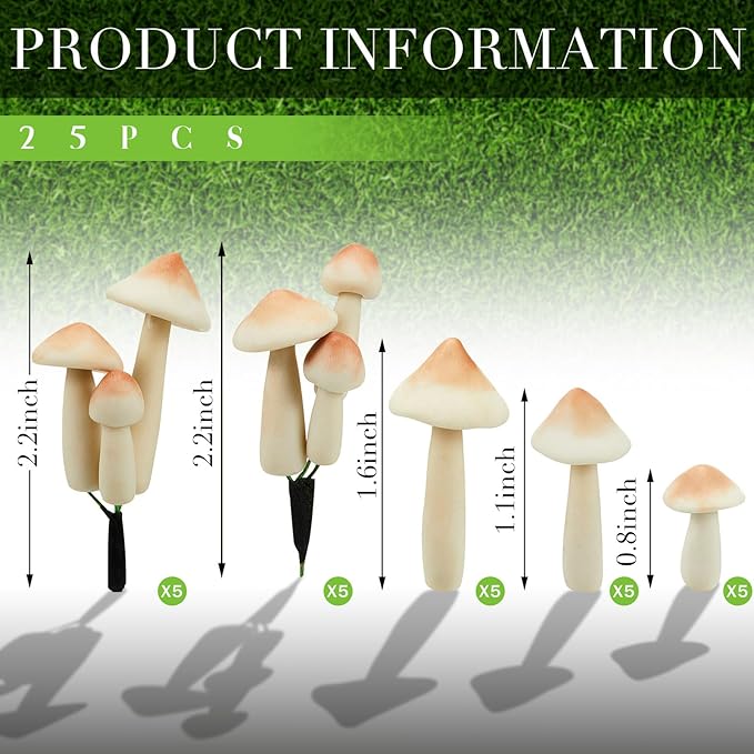 Taiyin 20 Pcs Luminous Mushroom Miniature Garden Mushrooms Outdoor Decor Waterproof Glow in The Dark Yard Decor for Fairy Outdoor Garden Micro Landscape Christmas Tree Decor