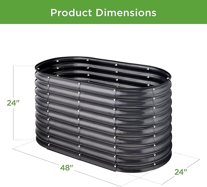 Best Choice Products 4x2x2ft Outdoor Metal Raised Garden Bed, Oval Deep Root Planter Box for Vegetables, Flowers, Herbs, and Succulents w/ 101 Gallon Capacity, Rubber Edge Guard - Charcoal