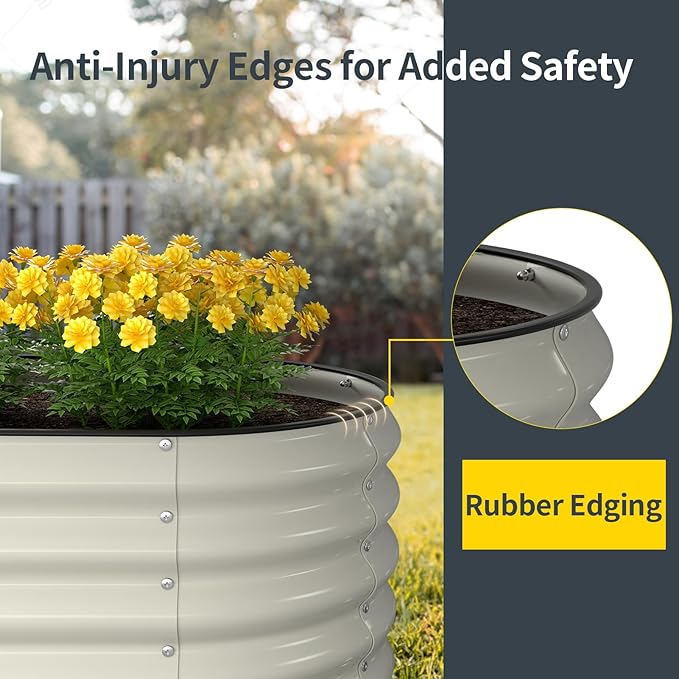 Kesfitt Galvanized Raised Garden Bed Kit,18" Tall 7-in-1 Outdoor Metal Planter Boxes with Safety Edging,8×2×1.5FT Modular Large Steel Raised Beds for Gardening Vegetables Fruits Flower