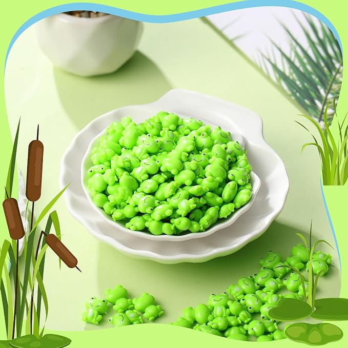 200 Pcs Mini Frog Garden Decor Green Frog Figurines Tiny Frogs Bulk Plastic Frogs Little Frogs for Fairy Moss Landscape DIY Craft Accessories Home Ornament Dollhouse(Luminous Style)