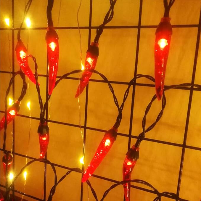 Solar Red Chili String Lights, 50 LED Chili Shape Fairy String Lights Solar Operated String Lights for Wedding, Chinese New Year,Spring Festival,Party Decoration,Christmas