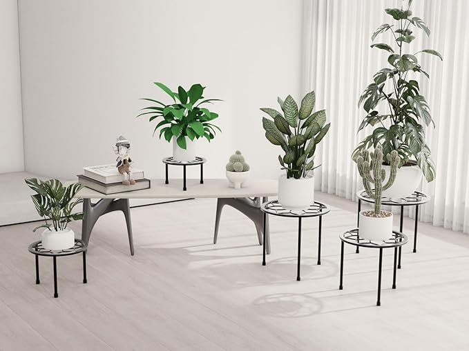 Metal Plant Stand Indoor Outdoor,Indoor Plant Stands for Patio Rust Proof,Heavy Duty Flower Pot Stands for Multiple Plant,Black Potted Plant Holder for Garden Home (5 Pack Black)