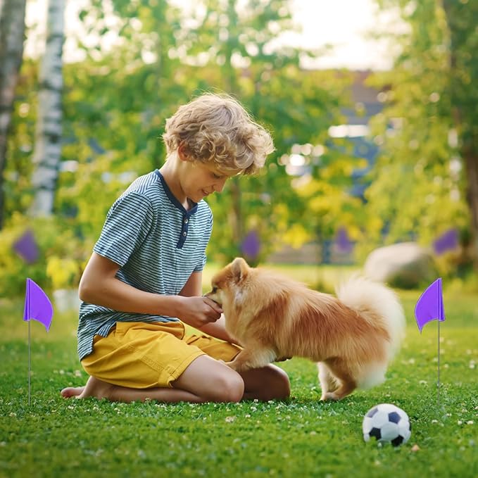 Zozen 50Pack Purple Marking Flags, Writable | 15x4x5 Inch, Yard Flags for Lawn & Irrigation & Landscape & Sprinkler & Survey & Dog Training.