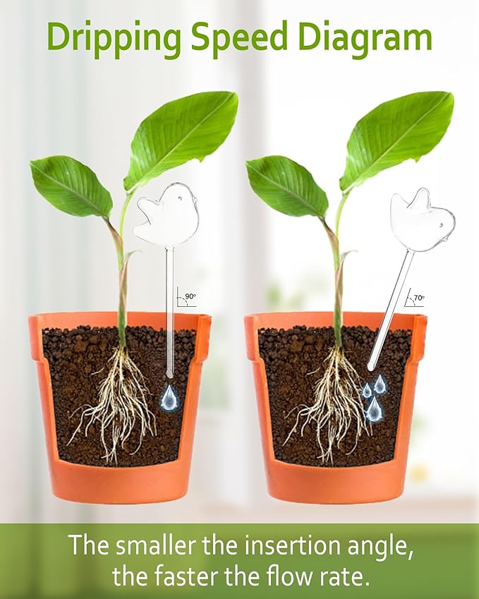 DN DECONATION 3 Pcs Bird Shaped Watering Globes, Birdlike Clear Glass Watering Bulbs, Watering Bulbs for Indoor Plants & Outdoor, Automatic Plant Watering System to Support Plant Health, Decor