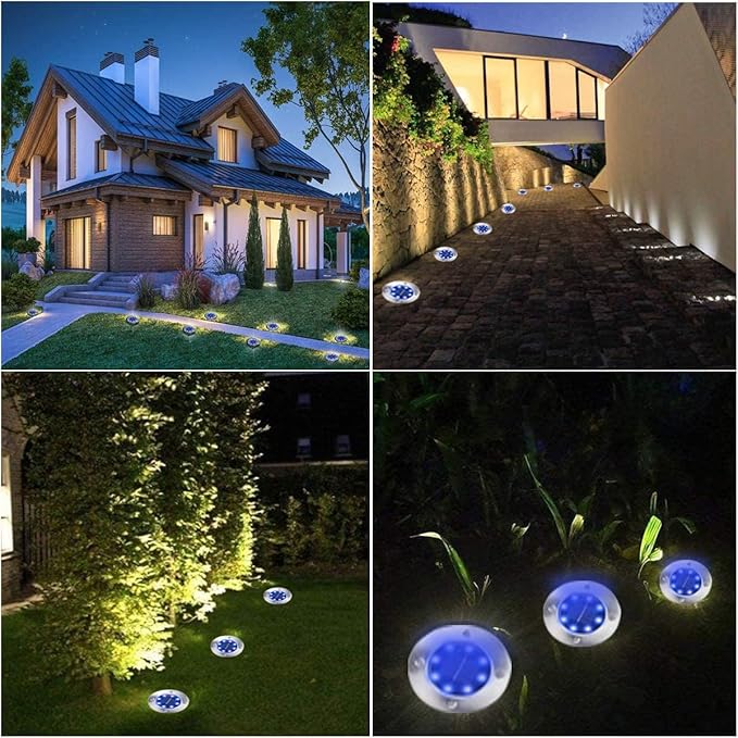 Solar Ground Lights, Waterproof Solar Garden Lights, Upgraded Outdoor Garden Waterproof Bright in-Ground Lights, Landscape Lights for Pathway,Yard,Deck,Lawn,Patio,Walkway (12 Pack Blue Light)
