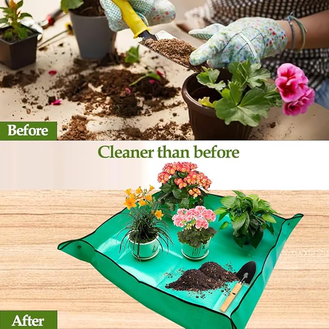 Repotting Mat,Plant Accessories Indoor,Garden Tool Set,Gardening Supplies,Gardening Tools,Indoor Gardening System,Garden Supplies,Gardening Hand Tools,Gifts for Gardeners Woman(Green 39.37*39.37 in)