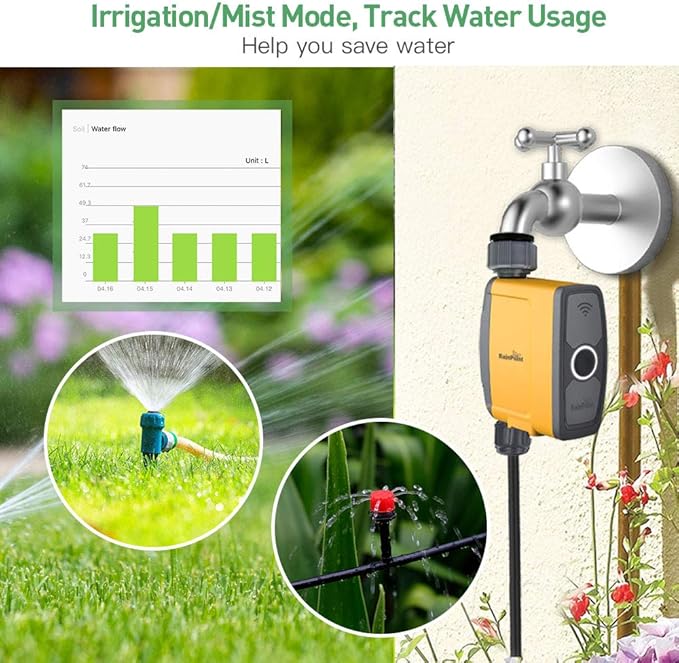 RAINPOINT WiFi Water Timer Hose Timer - Smart Garden Hose Faucet Timer with Weather Aware/3 Irrigation Plan/Automatic Rain Delay - APP Voice Control Sprinkler Valve Timer with WiFi Hub