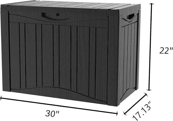 45 Gallon Outdoor Storage Box Waterproof Lockable Resin Deck Box Large, Patio Storage Bin for Pool Accessories Cushion Furniture, Garden Tools, UV-Resistant Outside Delivery Black