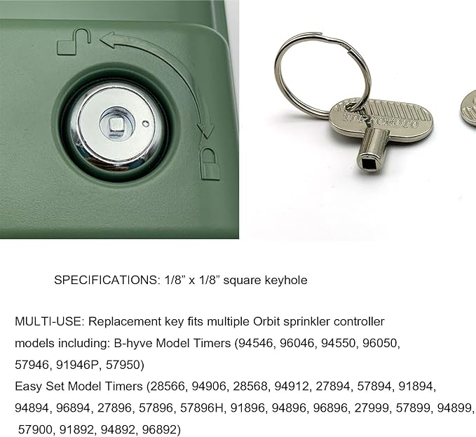 Sprinkler Controller Door Key Sprinkler Timer Lock Key for Orbit and Hydro-Rain, Metal (2pcs)