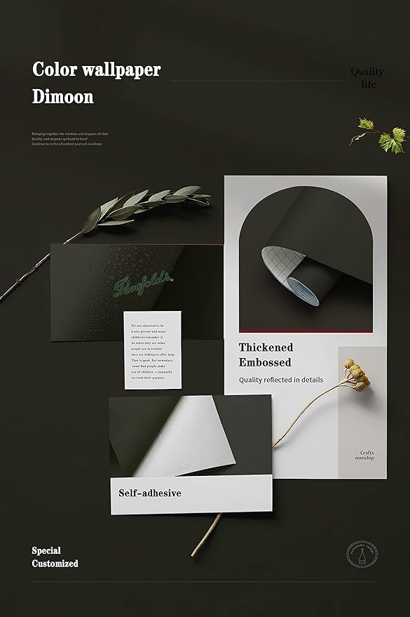 Dimoon 236''x17.7'' Green Peel and Stick Wallpaper Contact Paper Modern Self Adhesive Wall Paper Removable Renter Friendly Textured Solid Color Shelf Cabinet Vinyl Roll (236''x17.7'',Retro Green)