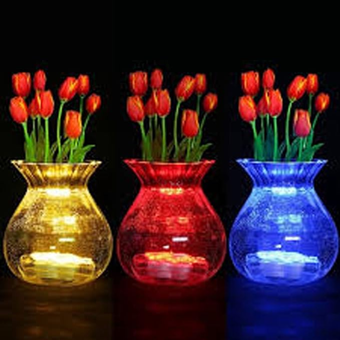 Bright LED Floral Tea Light Vase Submersible Lights for Party Wedding (Blue, 30 Pack)