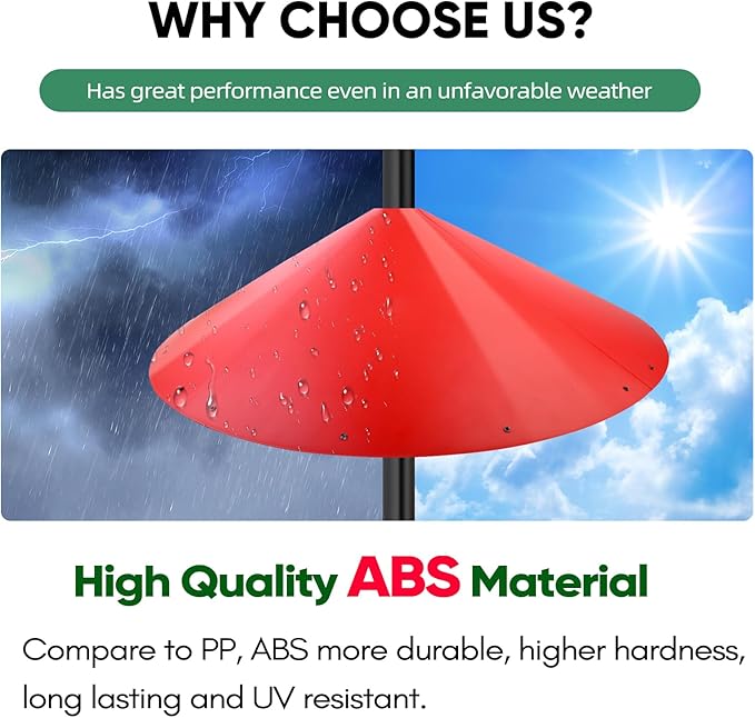 24-inch Large Outdoor Squirrel Baffles for Bird Feeders Pole, Baffle with Metal Frame, Squirrel Guard for Bird Houses, Two Way Use, Red Color