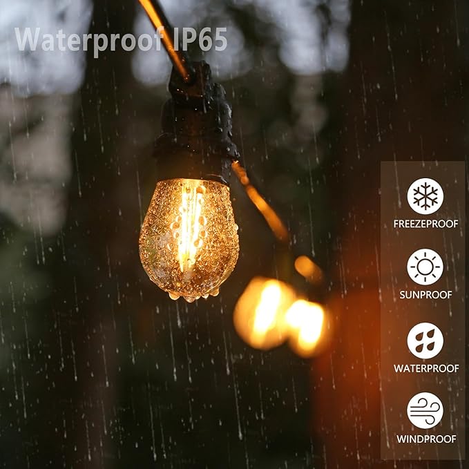 S14 Replacement LED Light Bulbs, Shatterproof & Waterproof 2W S14 Edison LED Bulbs, Outdoor String Lights, E26 Base Patio Lights, Warm White 2200K Plastic 150ML Non-Dimmable 15 Pack