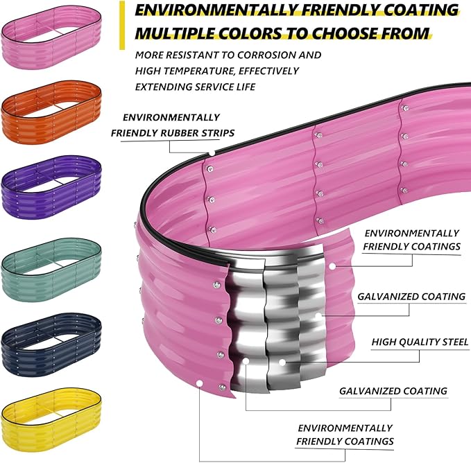 Galvanized Metal Planter Raised Garden Bed Kit for Gardening Outdoor，6x3x2ft Planter Grow Garden Box Raised Flower Bed，Long Vegetable Clearance Herb Raised Garden Beds for Container Gardening