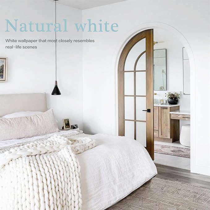 Dimoon 394''x17.7'' White Thicken Peel and Stick Wallpaper Contact Paper Modern Self Adhesive Wall Paper Removable Renter Friendly Textured Solid Color Vinyl Roll (394''x17.7'',White Thicken)