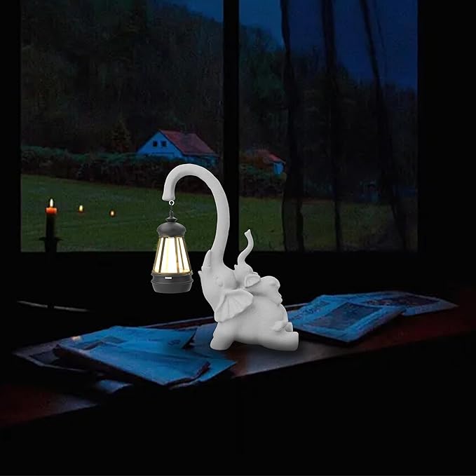 Solar Garden Statue 10 Inch Elephant Decor for Outside Yard Decoration Outdoor Unique Housewarming Gardening Birthday Gifts for Women Grandma