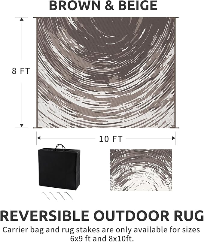 COCOER Modern Outdoor Rug 8x10 Reversible-Waterproof Outdoor Patio Rug-Quick Dry Outdoor Area Rugs Indoor Outdoor Rugs-Outside Rug Patio Decor for Porch Deck Balcony Backyard