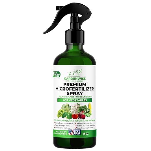Premium Microfertilizer Foliar Spray - Chelated Plant Nutrition Blend with Chelated Iron for Vegetables. Perfect for Hydroponics, Pots, and Open Soil. Ready to Use (16 OZ)